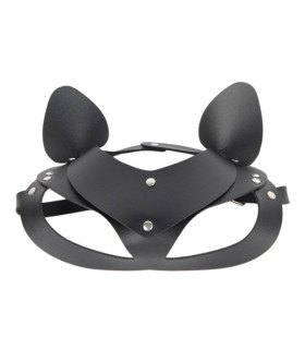 Маска кошечки из экокожи Star Night Cat Eye Mask с металлической фурнитурой, чёрная - No Taboo