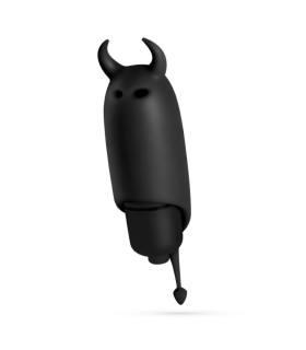 Мини-вибратор вибропуля с насадкой Crushios O-Pet Devil черного цвета, 9.2 х 2.5 см - No Taboo