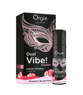 Жидкий вибратор Orgie Dual Vibe! Strawberry Gin And Tonic джин-тоник клубника, 15 мл - No Taboo