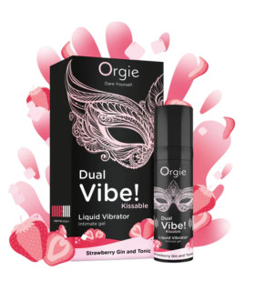 Жидкий вибратор Orgie Dual Vibe! Strawberry Gin And Tonic джин-тоник клубника, 15 мл - No Taboo