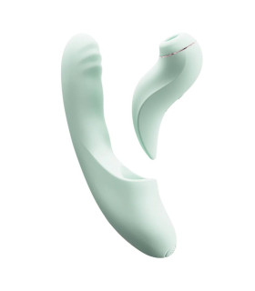 Вібратор зі знімним вакуумним стимулятором BeYourLover Fatima з підігрівом, зелений, 19.1 см х 3.2 см - No Taboo