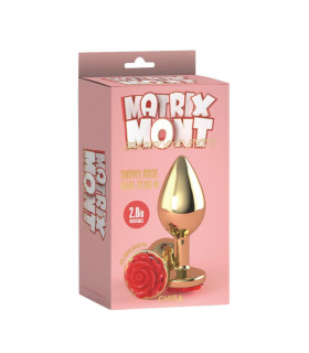 Анальная пробка с розой на стоппере M Showy Rose Chisa, металлическая, золотая, 9 х 3.3 см - No Taboo