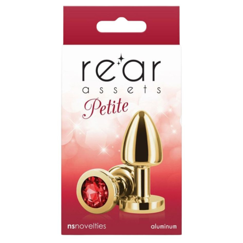 Анальная пробка с кристалом NS Novelties Rear Assets Petite золотая, 6 см х 2.6 см (331816), zoom