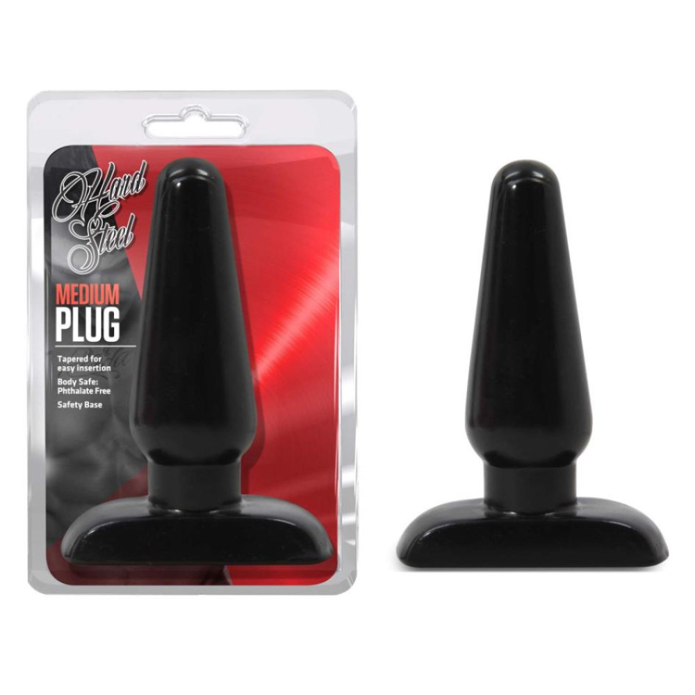 Анальная пробка черная HARD STEEL MEDIUM PLUG BLACK (34046), zoom