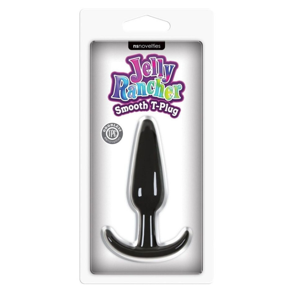Анальная пробка Jelly Rancher Smooth T-Plug, черная, 11 х 2.5 см (331938), zoom