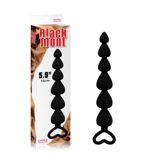 Анальна ялинка у формі сердець, чорного кольору, 19 см х Φ1.1-3.2 см - No Taboo