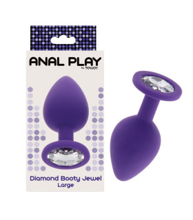 Анальная пробка L с кристаллом Toy Joy, силиконовая, фиолетовая, 9 х 4.5 см - No Taboo