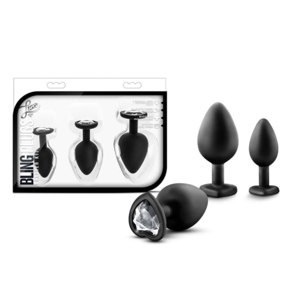 Анальна пробка, L, зі стразом чорна, 4.4 см х 9.5 см (37568), zoom