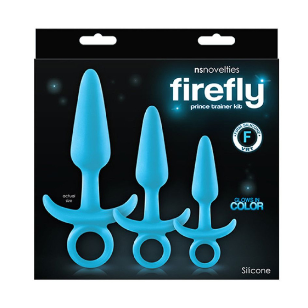 Анальна пробка велика, силіконова, що світиться в темряві, блакитна, 15,7 см х 3 см. (33851), zoom