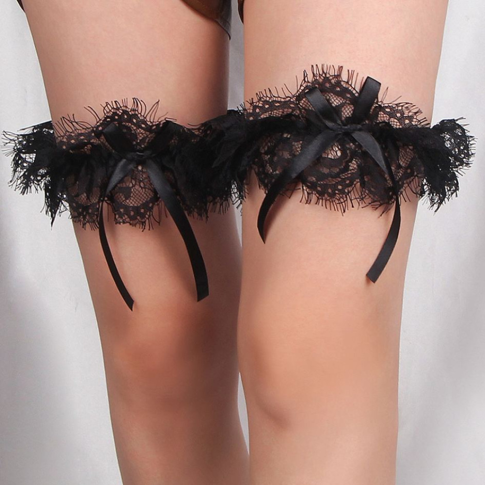 Мереживна підв'язка з бантиком Star Night чорна, 2 шт, One Size (333073), zoom