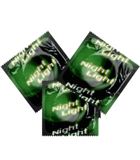 Презерватив светящийся в темноте Night Light со смазкой, 1 шт - No Taboo