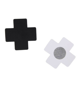 Наклейки на соски у вигляді хрестиків Star Night одноразові, чорні, 8 х 8 см - No Taboo