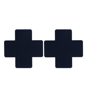 Наклейки на соски у вигляді хрестиків Star Night одноразові, чорні, 8 х 8 см - No Taboo