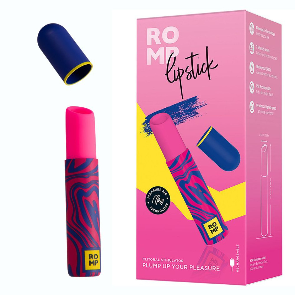 Кліторальний стимулятор вакуумний Romp Lipstick у формі помади, рожевий (333241), zoom
