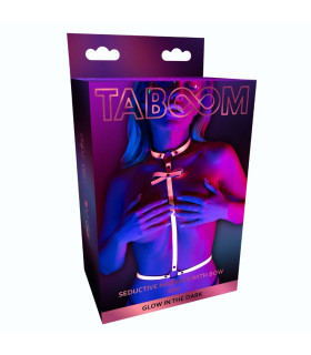 Портупея светящаяся в темноте Taboom Glow In The Dark с бантиком, розовый, S-M - No Taboo