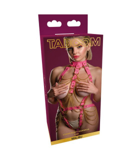 Портупея с цепями Taboom Malibu Chain Body Harness розовая с золотой фурнитурой, S-M - No Taboo