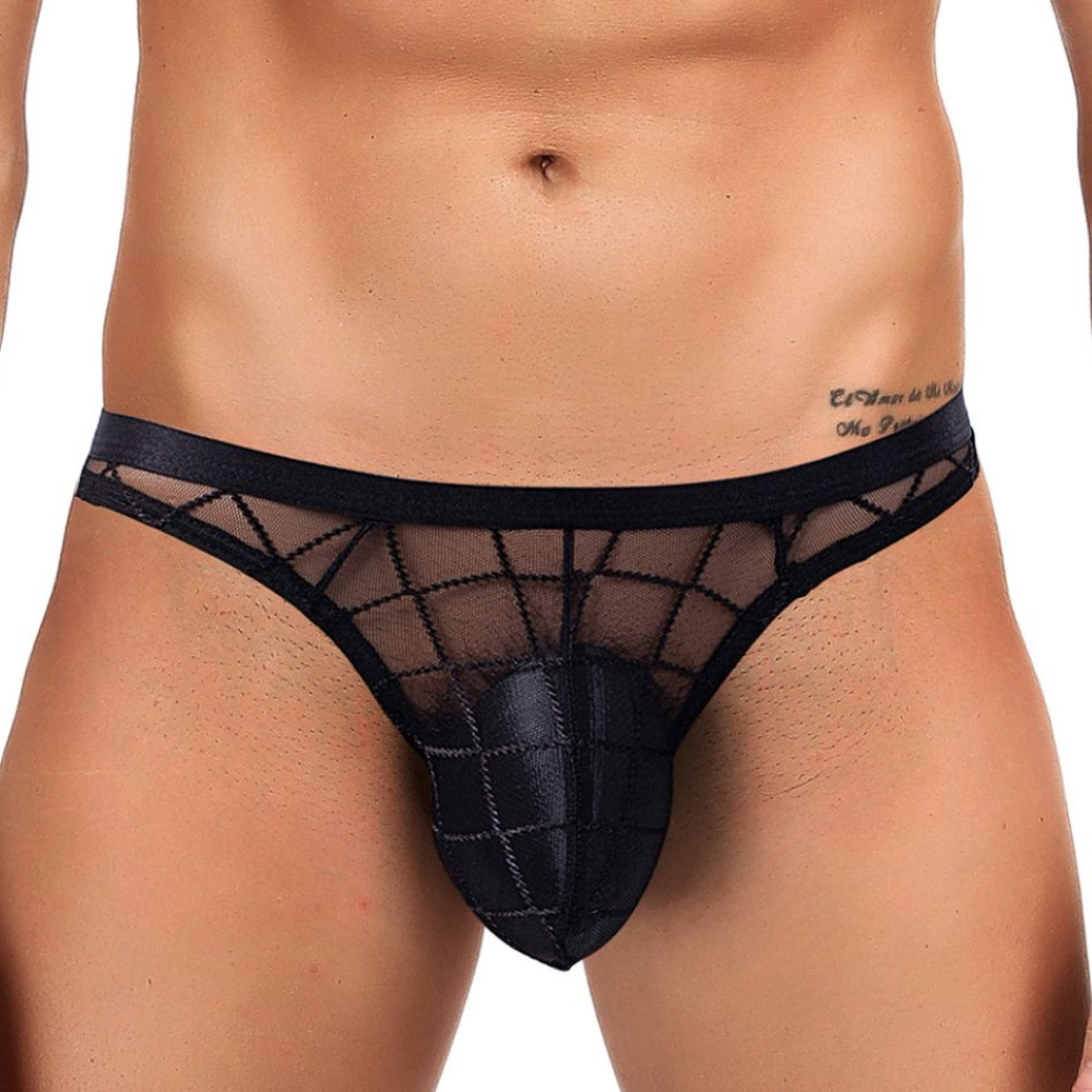 Чоловічі труси напівпрозорі Star Night із вставкою спереду, чорні (332499), zoom