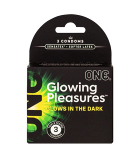 Презервативы что светятся в темноте ONE Glowing Pleasures в упаковке, 3 шт - No Taboo