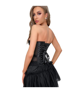 Корсет из сетки Star Night Grid Corset, S, с крючками и шнуровкой, черный - No Taboo