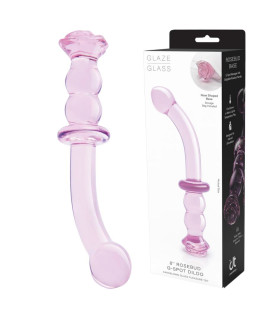 Склянний фалоімітатор для точки G Dreamtoys Glaze Glass Rosebud рожевий, 19 х 2.9 см - No Taboo