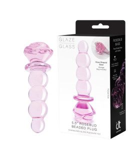 Скляна анальна пробка Dreamtoys Glaze Glass Rosebud Beaded Plug рожева, 14 х 3 см - No Taboo