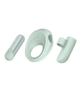 Набор Dreamtoys Glam 3-in-1 Play Kit: вибропуля, эрекционное кольцо и насадка на палец, мятный - No Taboo