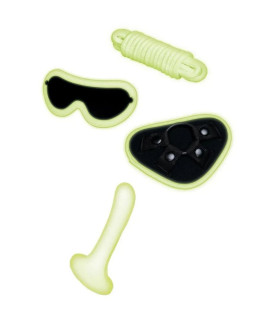 Страпон Whipsmart светящийся в темноте, в комплекте маска и веревка, белый, 14.5 х 2.8 см - No Taboo