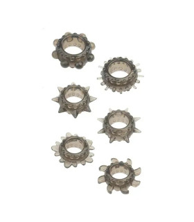 Набір ерекційних кілець Dreamtoys MenzStuff рельєфні, чорні, 6 шт - No Taboo