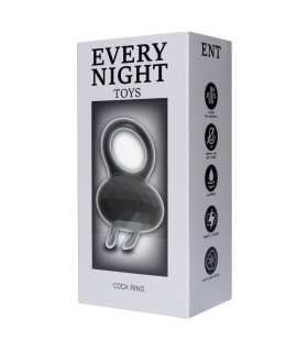 Эрекционное виброкольцо Every Night Toys Diamond The Duke с ушками для клитора, черное - No Taboo