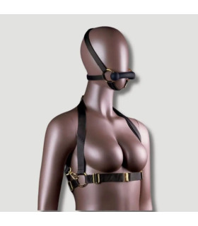 Комплект UPKO Adult Sex Harness And Head Restraint Gear портупея и упряжь с кляпом, черный - No Taboo
