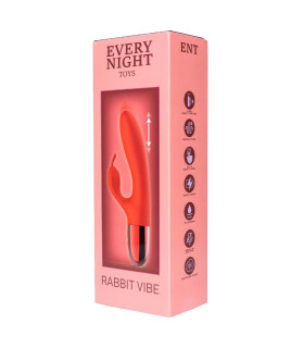 Вибратор-кролик с поступательными движениями Every Night Toys для точки G красный, 21 х 3.4 см - No Taboo