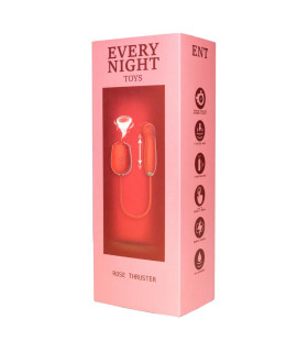 Вакуумный стимулятор клитора в форме розы Every Night Toys с вибратором с фрикциями, красный - No Taboo