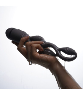 Импульсный вибратор с эффектом пульсации UPKO UEROS для трехмерной стимуляции, коричневый, 23.9 х 2-4 см - No Taboo