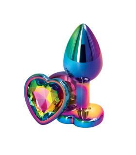 Анальная пробка NO TABOO, S, 54 г, металлическая, с кристалом в форме сердца, разноцветная, 7 х 2.7 см - No Taboo