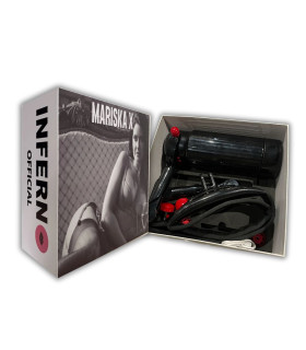 Мастурбатор автоматичний хендс-фрі Milker з поясом і пультом, чорного кольору з червоними елементами - No Taboo