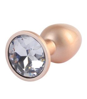 Анальная пробка Chisa Matrix Mont S с белым камнем, золотистая, 7.1 х 2.7 см - No Taboo