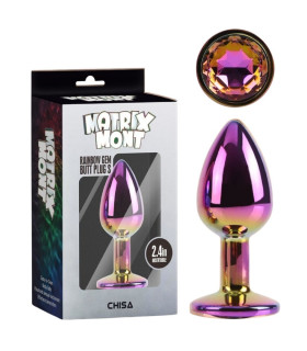 Анальная пробка Chisa Matrix Mont S с разноцветным камнем, радужная, 7.1 х 2.7 см - No Taboo