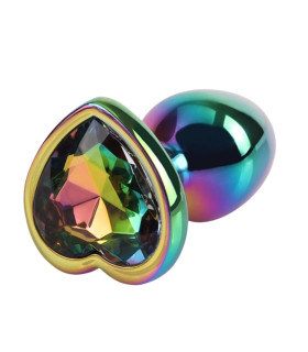 Анальная пробка Chisa Matrix Mont S с камнем в форме сердца, радужная, 7.1 х 2.7 см - No Taboo