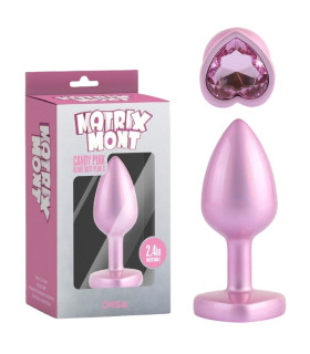 Анальная пробка Chisa Matrix Mont S с камнем в форме сердца, розовая, 7 х 2.7 см - No Taboo