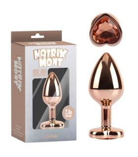 Анальная пробка Chisa Matrix Mont S с камнем в форме сердца, золотистая, 6.9 х 2.6 см - No Taboo