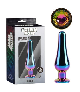 Анальная пробка Chisa Matrix Mont S с разноцветным камнем, радужная, 11.2 х 3.5 см - No Taboo