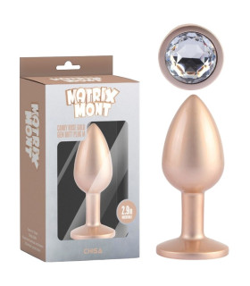 Анальная пробка Chisa Matrix Mont M с белым камнем, золотистая, 8.2 х 3.3 см - No Taboo