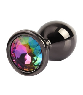 Анальная пробка Chisa Matrix Mont M с разноцветным камнем, черная, 8.2 х 3.3 см - No Taboo
