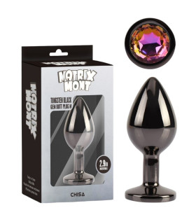 Анальная пробка Chisa Matrix Mont M с разноцветным камнем, черная, 8.2 х 3.3 см - No Taboo