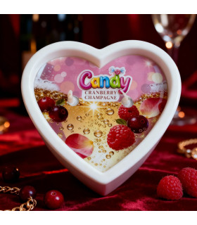 Масажна свічка з ароматом шампанського з журавлиною, 70 мл, Candy Cranberry Champagne у формі серця - No Taboo