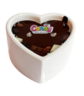 Масажна свічка з ароматом шоколаду, 70 мл, Candy Chocolate у формі серця - No Taboo
