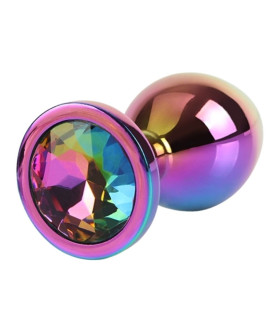 Анальная пробка Chisa Matrix Mont M с разноцветным камнем, радужная, 8.2 х 3.3 см - No Taboo