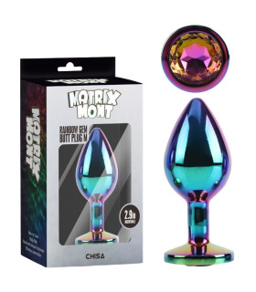 Анальная пробка Chisa Matrix Mont M с разноцветным камнем, радужная, 8.2 х 3.3 см - No Taboo