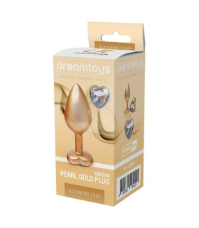 Анальная пробка Dreamtoys Gleaming Love Pearl S, золотистая, 7.1 х 2.7 см - No Taboo