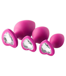 Набор анальных пробок с кристаллами Dream Toys Flirts, розовые - No Taboo